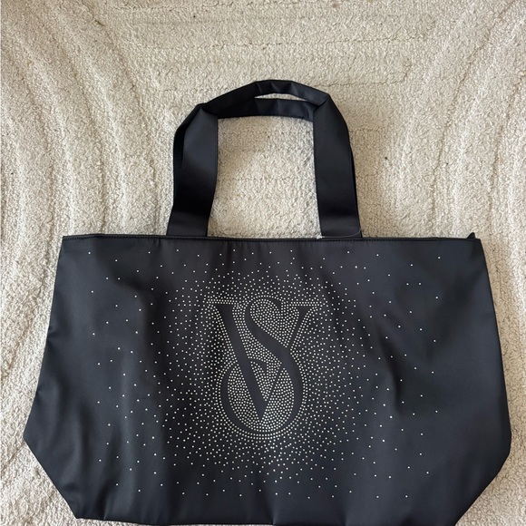 Victoria's Secret Black Tote with Silver Accents - Picture 1 of 3